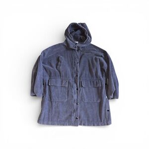 POL Corduroy Lavender Gray Longline Chore Coat Oversized Fit Size L Lagenlook